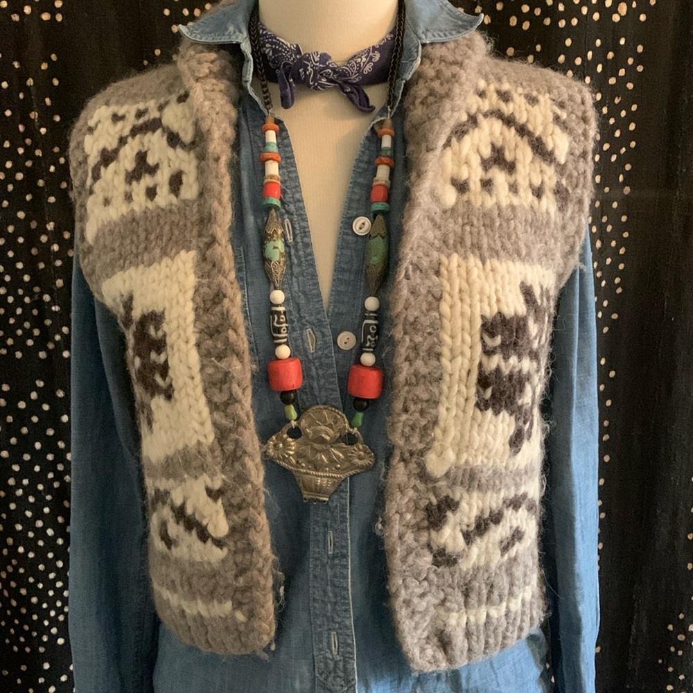 Vintage Americrafts Wool Reindeer Sweater Vest